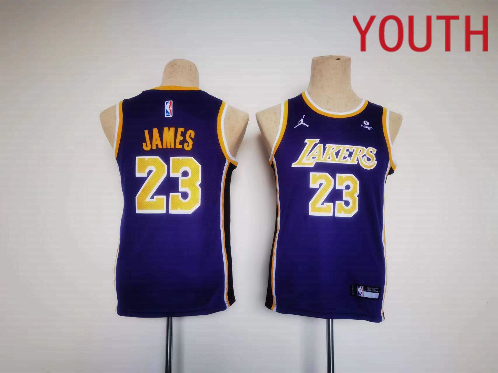 Youth Los Angeles Lakers #23 James Jordan Brand Purple 2023 NBA Jersey